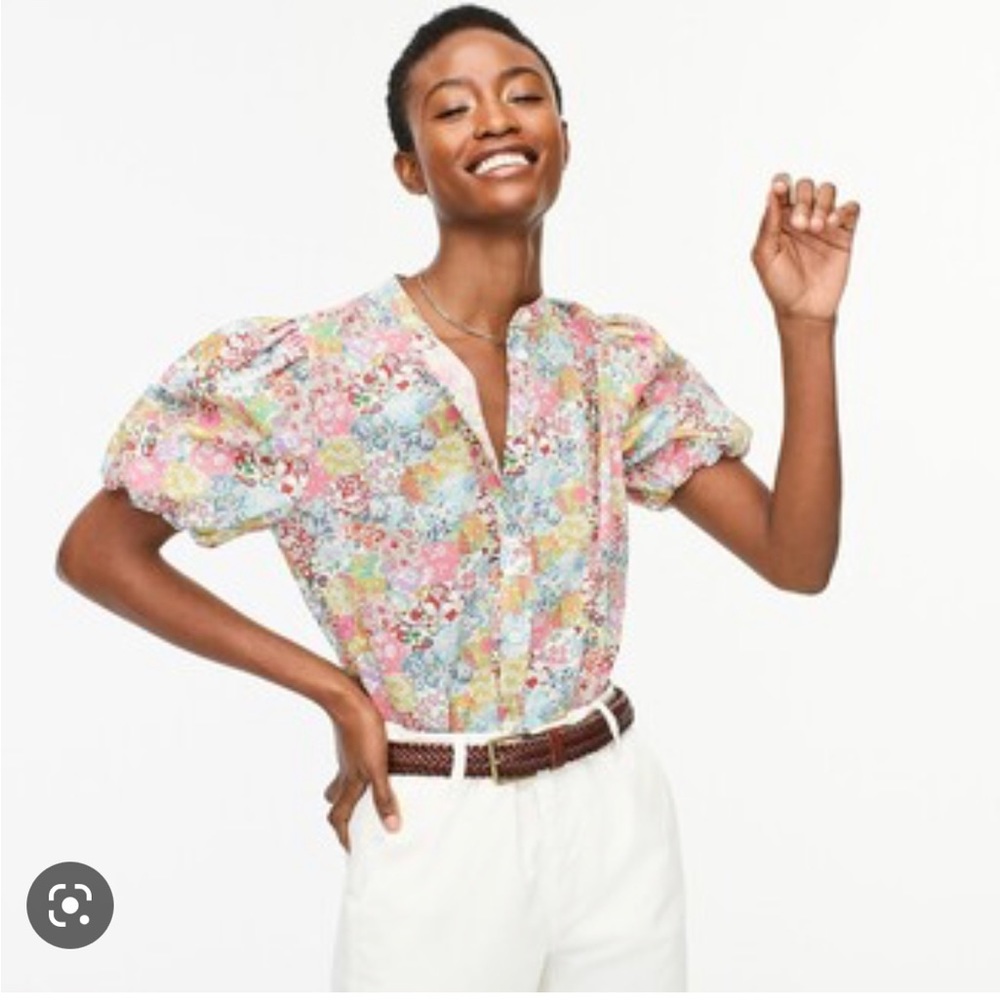 JCrew size 14 Liberty of London puff sleeve blouse